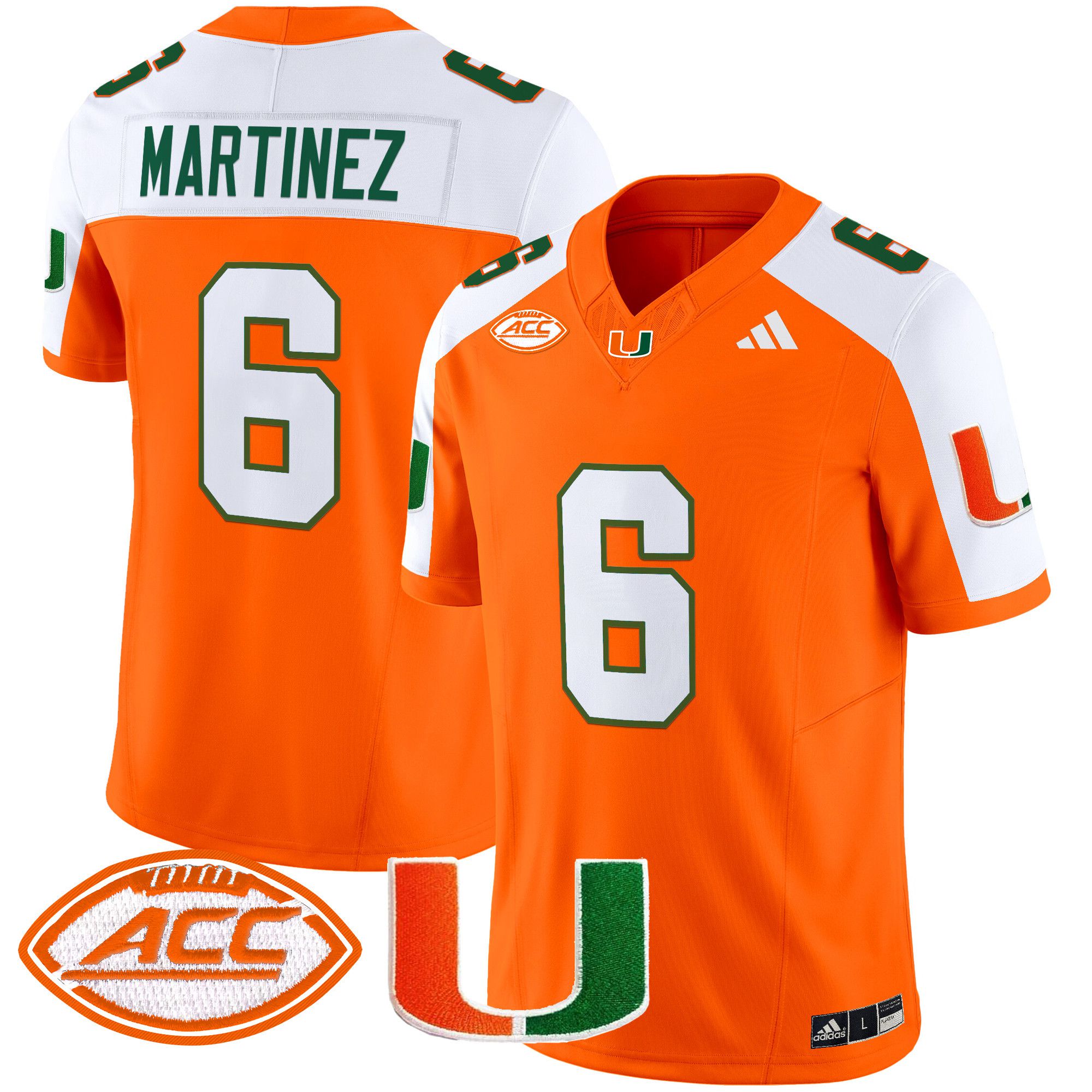 Men Miami Hurricanes #6 Martinez Orange 2024 Vapor Limited NCAA Jersey